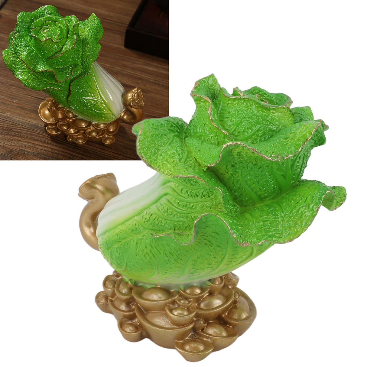 Lucky Cabbage Crafts Chinese Bai Cai Ornament Resin Feng Shui Blessing Wealth Decoration For Shop Office Gifts