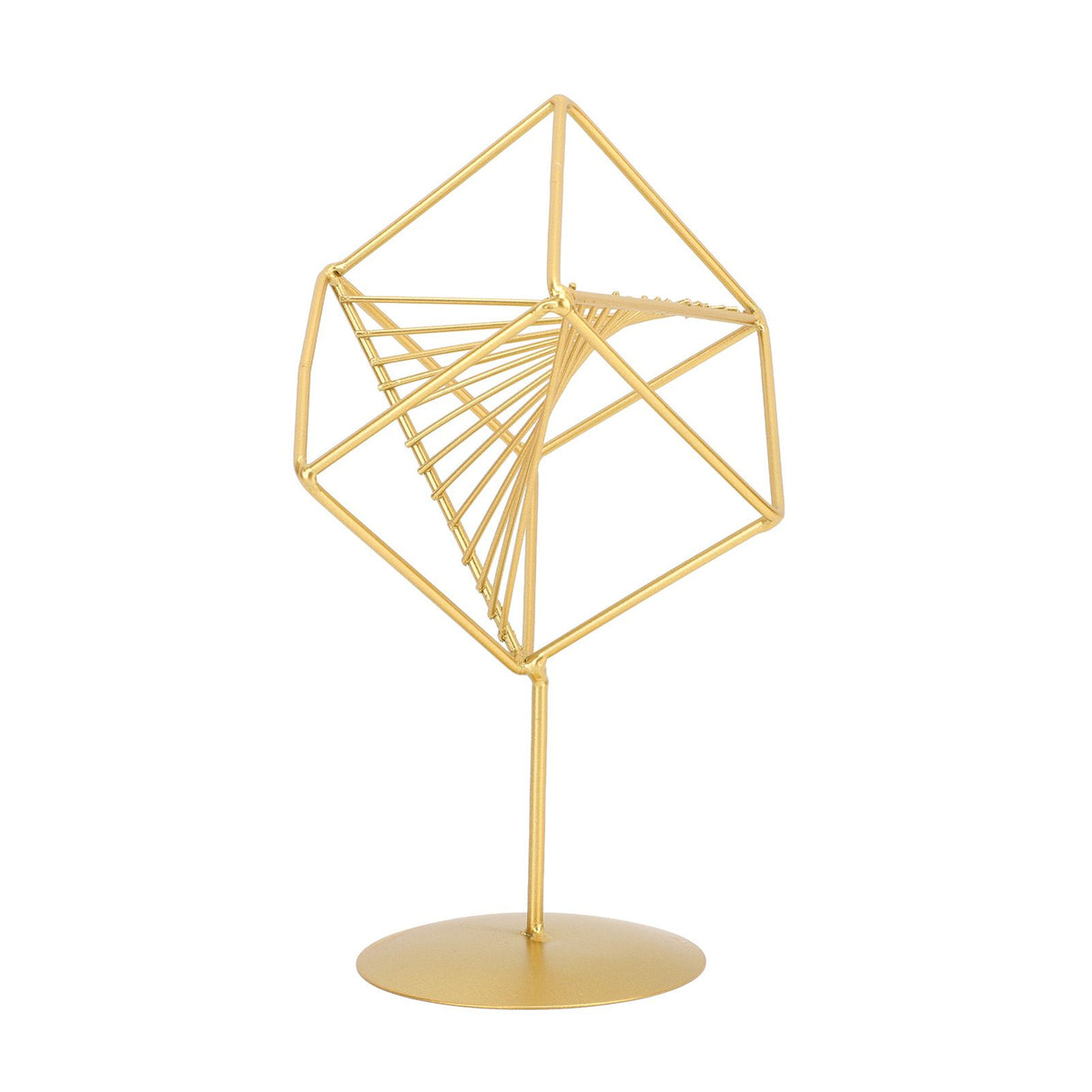 Gold Geometric Table Decor Creative 3D Iron Geometric Sculpture Compact Art Ornament Decor for Living Room Study Office