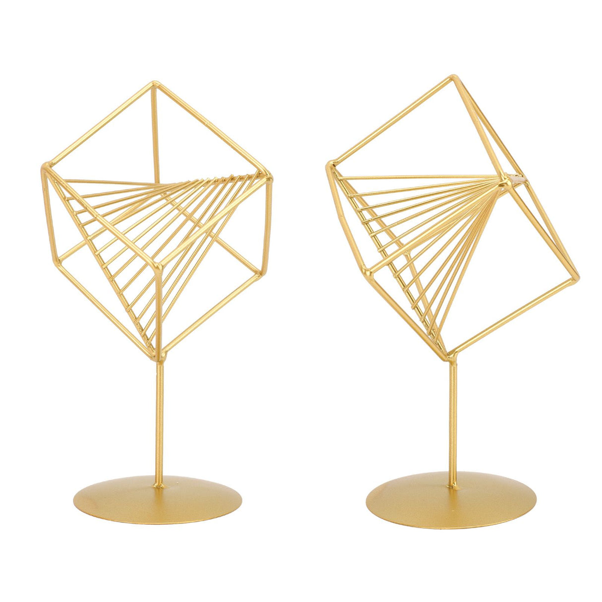 Gold Geometric Table Decor Creative 3D Iron Geometric Sculpture Compact Art Ornament Decor for Living Room Study Office