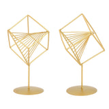 Gold Geometric Table Decor Creative 3D Iron Geometric Sculpture Compact Art Ornament Decor for Living Room Study Office