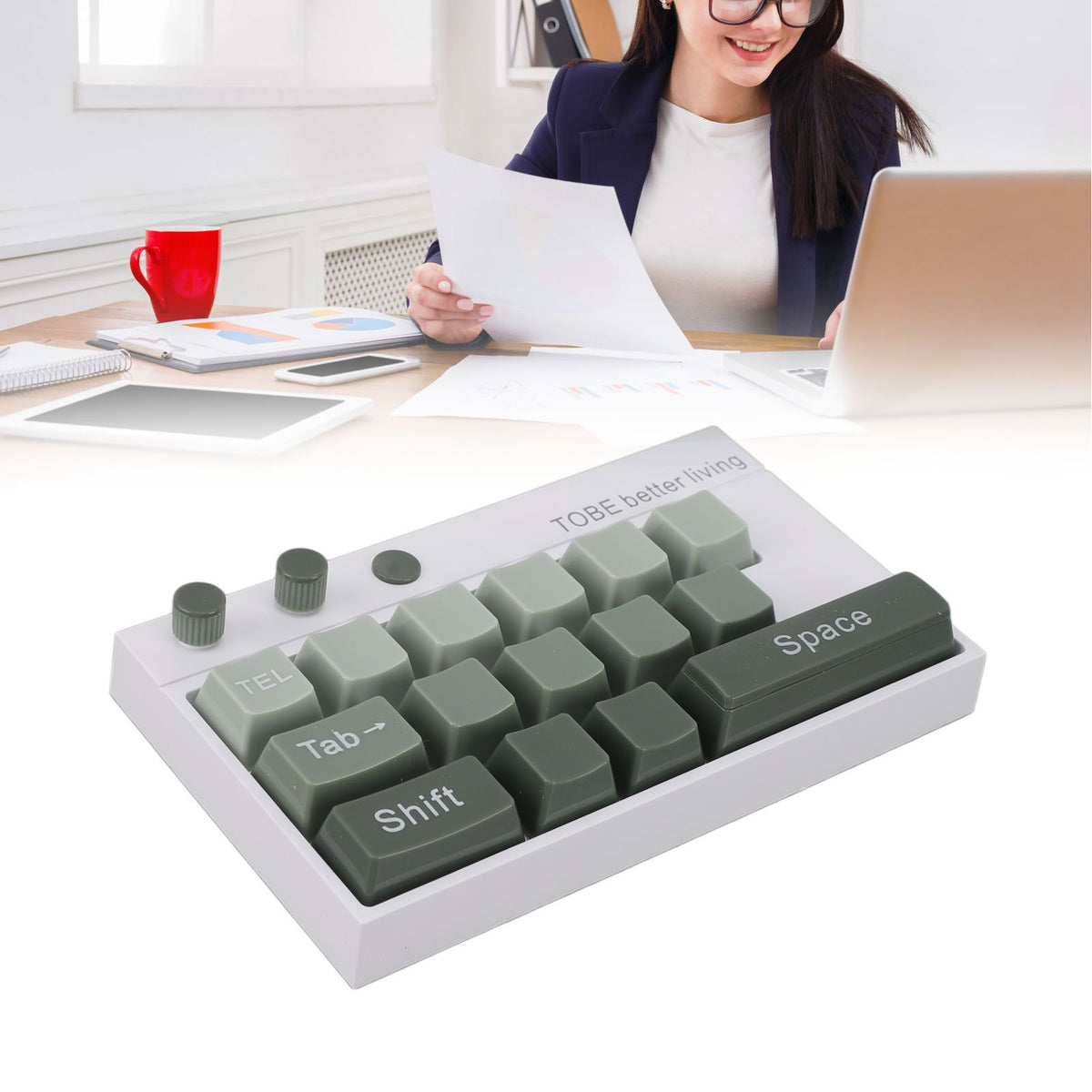 Mechanical Keyboard Ornaments Decoration Luminous Display with Number Stickers for Home Desktop Office Green