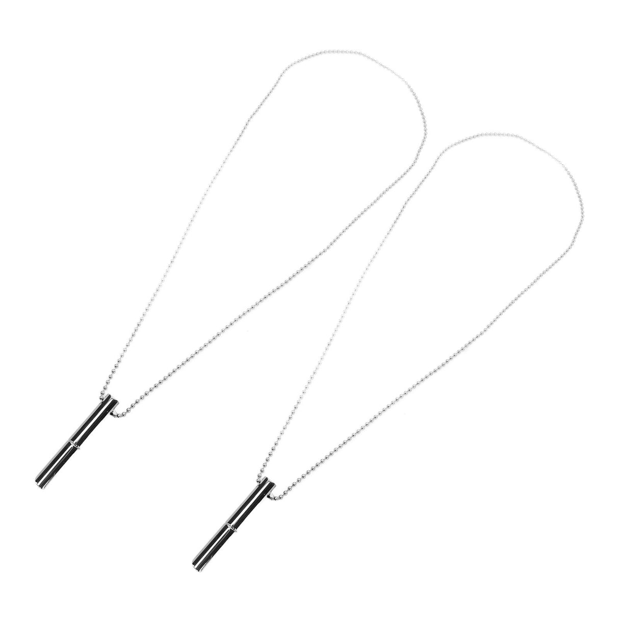 2PCS Stress Anxiety Relief Necklace Stainless Steel Mindful Breathing Exercise Device Whistle Pendant for Meditation Relaxation Calming Down