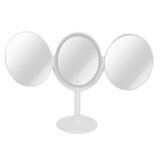 LED Makeup Mirror Folding Rotatable Mirror Touch Cosmetic Mirror for Bedroom Dressing RoomWhite - Front View