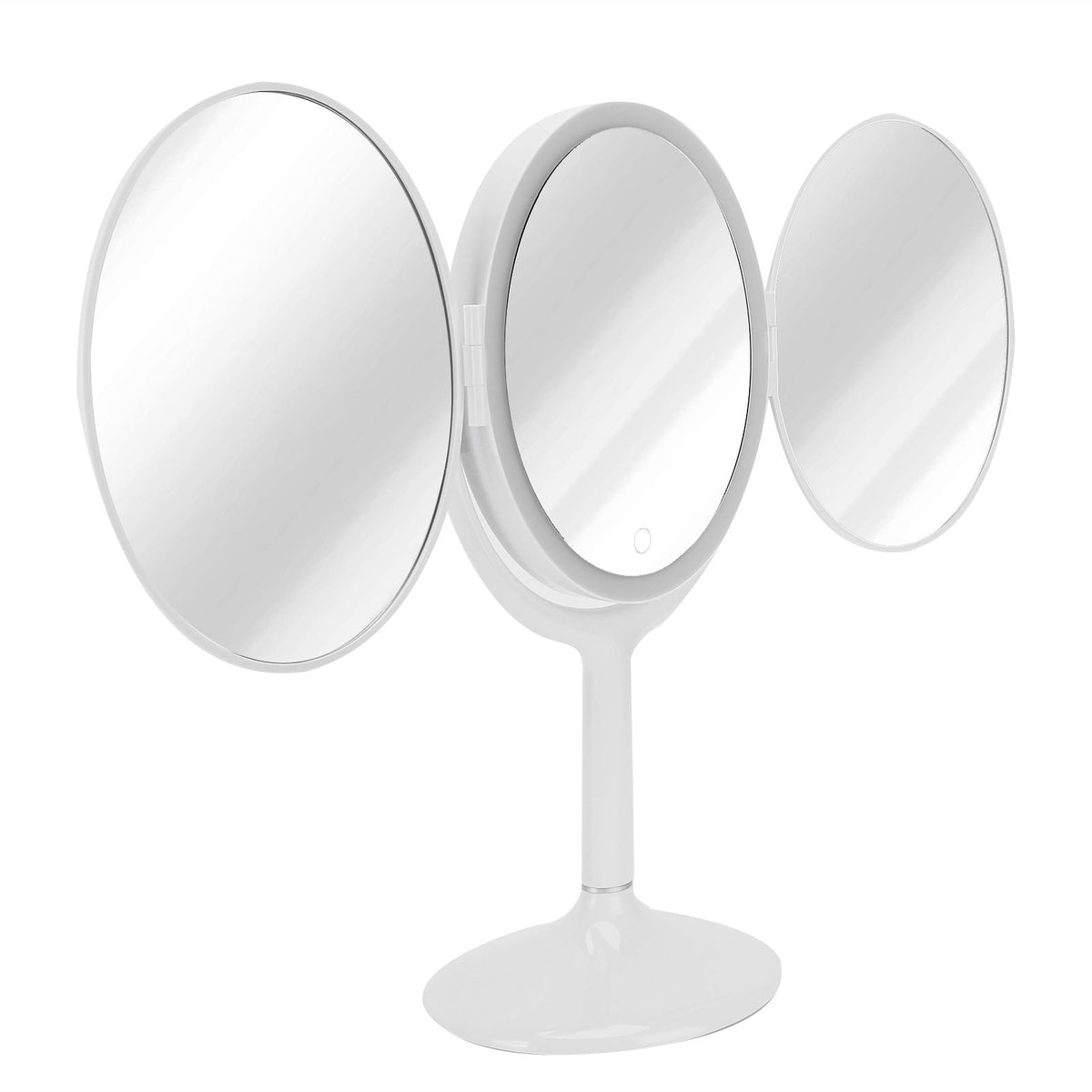 LED Makeup Mirror Folding Rotatable Mirror Touch Cosmetic Mirror for Bedroom Dressing RoomWhite