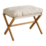 Foot Stool Foldable X Leg Modern Multifunctional Foot Rest with Soft Cushion for Living Room Bedroom Office Beige - Front View