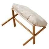Foot Stool Foldable X Leg Modern Multifunctional Foot Rest with Soft Cushion for Living Room Bedroom Office Beige - Side View