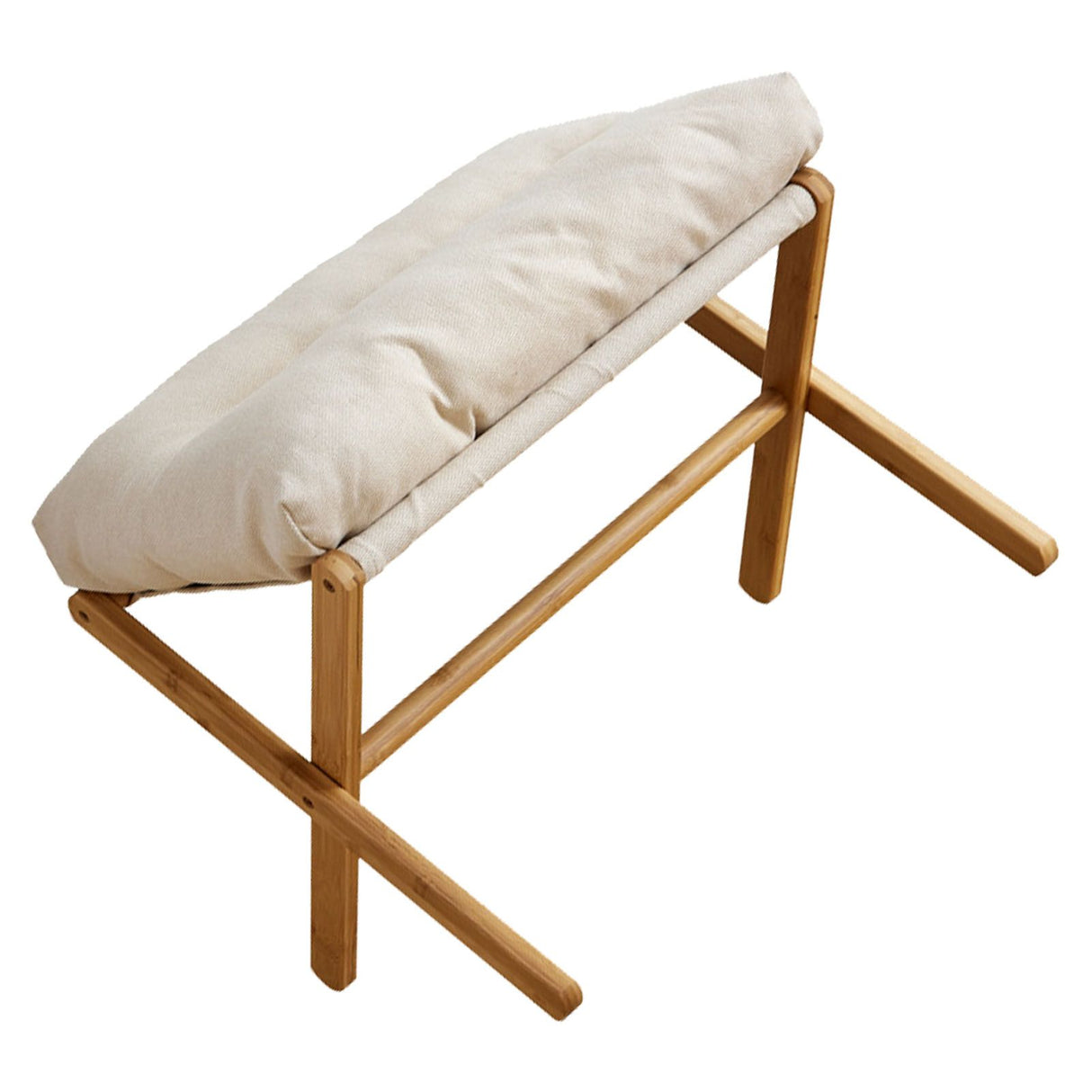 Foot Stool Foldable X Leg Modern Multifunctional Foot Rest with Soft Cushion for Living Room Bedroom Office Beige