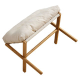 Foot Stool Foldable X Leg Modern Multifunctional Foot Rest with Soft Cushion for Living Room Bedroom Office Beige - Top-Down View