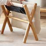 Foot Stool Foldable X Leg Modern Multifunctional Foot Rest with Soft Cushion for Living Room Bedroom Office Beige - Rear View
