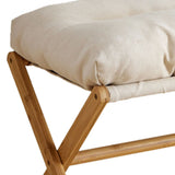 Foot Stool Foldable X Leg Modern Multifunctional Foot Rest with Soft Cushion for Living Room Bedroom Office Beige - Close-Up Angle