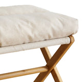 Foot Stool Foldable X Leg Modern Multifunctional Foot Rest with Soft Cushion for Living Room Bedroom Office Beige