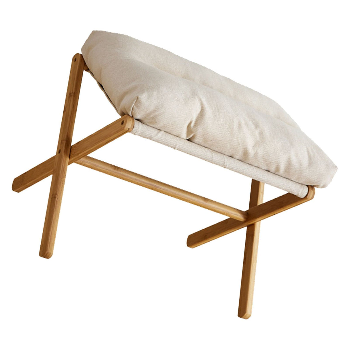 Foot Stool Foldable X Leg Modern Multifunctional Foot Rest with Soft Cushion for Living Room Bedroom Office Beige