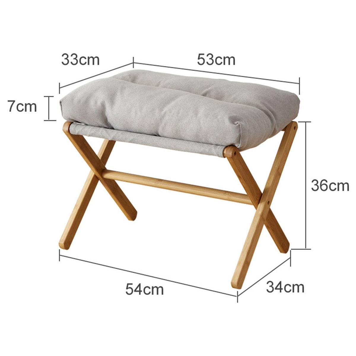 Foot Stool Foldable X Leg Modern Multifunctional Foot Rest with Soft Cushion for Living Room Bedroom Office Gray