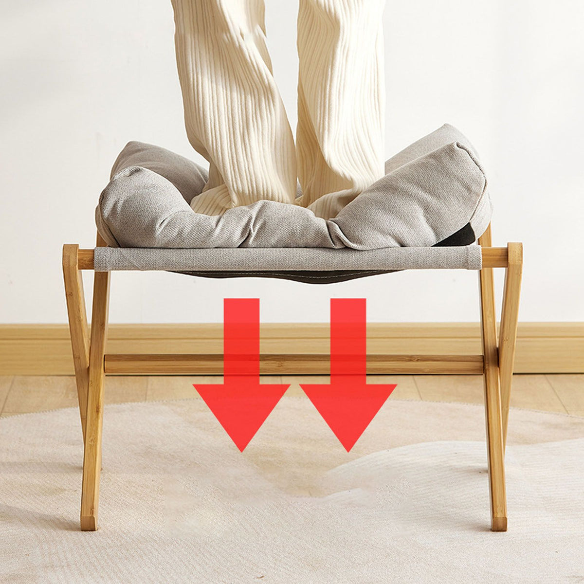 Foot Stool Foldable X Leg Modern Multifunctional Foot Rest with Soft Cushion for Living Room Bedroom Office Gray