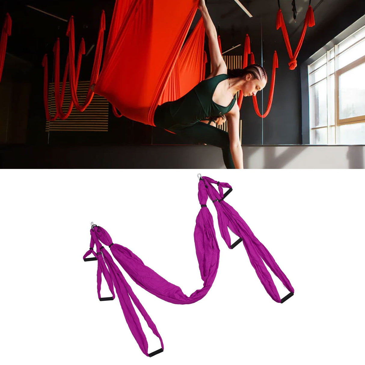 Aerial Yoga Swing Set Polyester Cotton Adjustable Improve Flexibility Yoga Hammock for Physical Exercise Purple