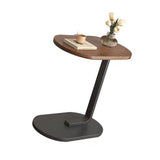 Sofa Side Table Modern Simple Portable for Living Room Bedroom Walnut Color Black Frame - Top-Down View