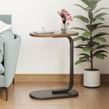 Sofa Side Table Modern Simple Portable for Living Room Bedroom Walnut Color Black Frame - Rear View