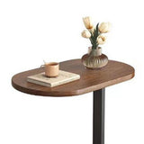 Sofa Side Table Modern Simple Portable for Living Room Bedroom Walnut Color Black Frame - Close-Up Angle