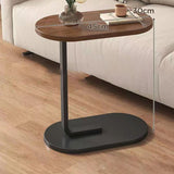 Sofa Side Table Modern Simple Portable for Living Room Bedroom Walnut Color Black Frame