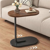 Sofa Side Table Modern Simple Portable for Living Room Bedroom Walnut Color Black Frame