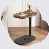 Sofa Side Table Modern Simple Portable for Living Room Bedroom Walnut Color Black Frame - Extra Image