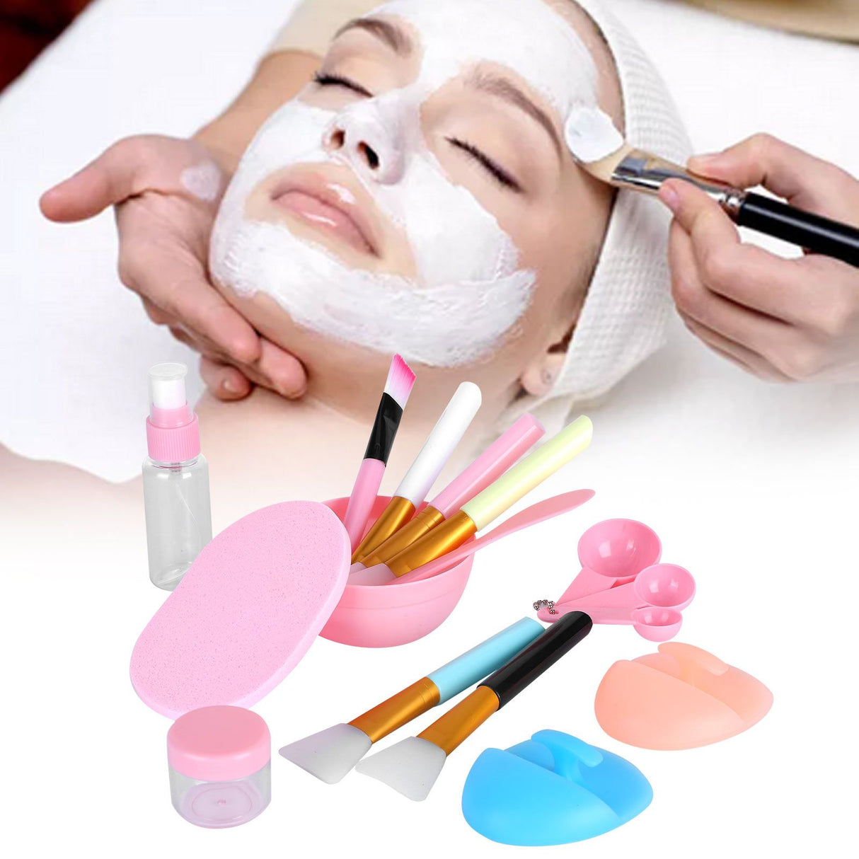 Face Mask Tool Kit Facial Treatment Set Mask Mixing Bowl Spatula Spray Bottle Face Brush