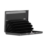 Credit Card Holder Protector Stainless Steel Credit Card Wallet Business Card Case for Men and WomenBlack - Close-Up Angle