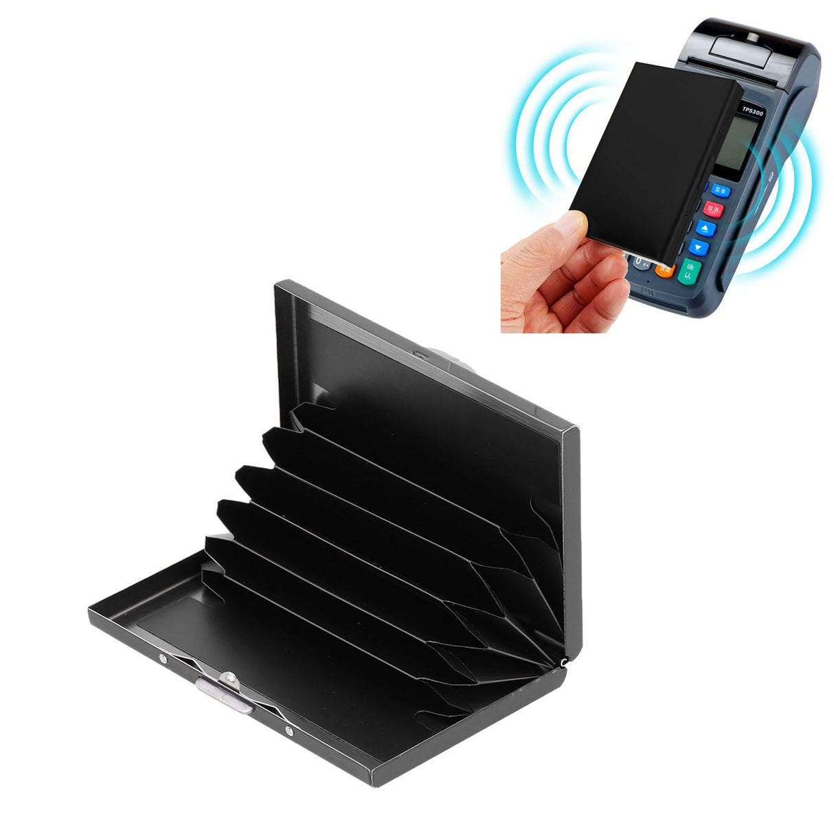 Credit Card Holder Protector Stainless Steel Credit Card Wallet Business Card Case for Men and WomenBlack