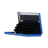 Credit Card Holder Protector Stainless Steel Credit Card Wallet Business Card Case for Men and WomenBlue - Rear View