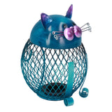 Coin Box Cat Animal Decoration Wrought Iron Handmade Money Saving Box Birthday Gift - Side View