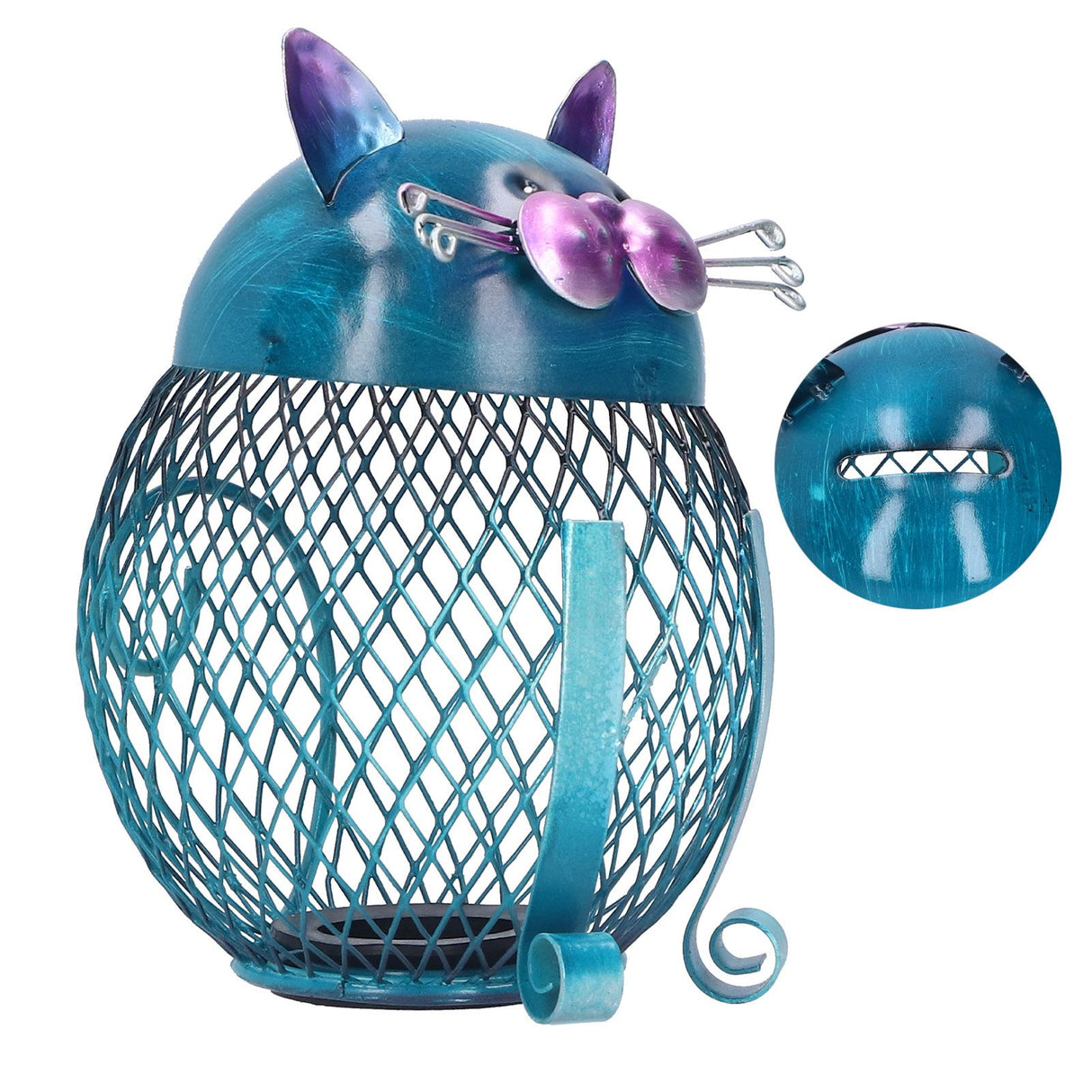 Coin Box Cat Animal Decoration Wrought Iron Handmade Money Saving Box Birthday Gift