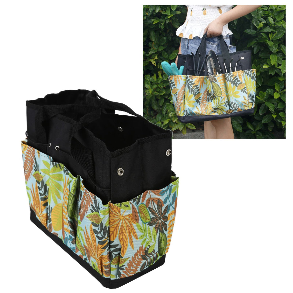 Garden Tool Bag Flower Printing Multifunctional Portable Gardening Storage Bag Tote Bag with Pockets