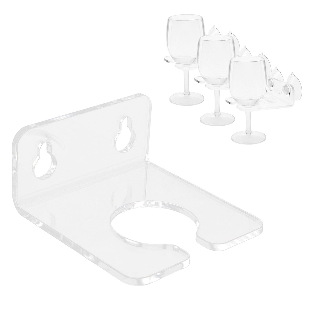 Bathtub Wine Glass Holder with Suction Cups Transparent Acrylic Portable Goblet Rack for Home Bathroom