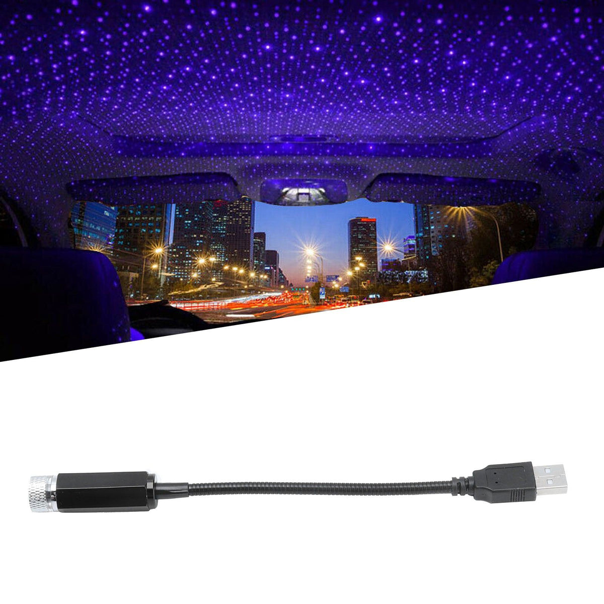 LED Roof Star Light Portable Romantic Car Sky Light USB Charging for Indoor OutdoorPurplish Blue