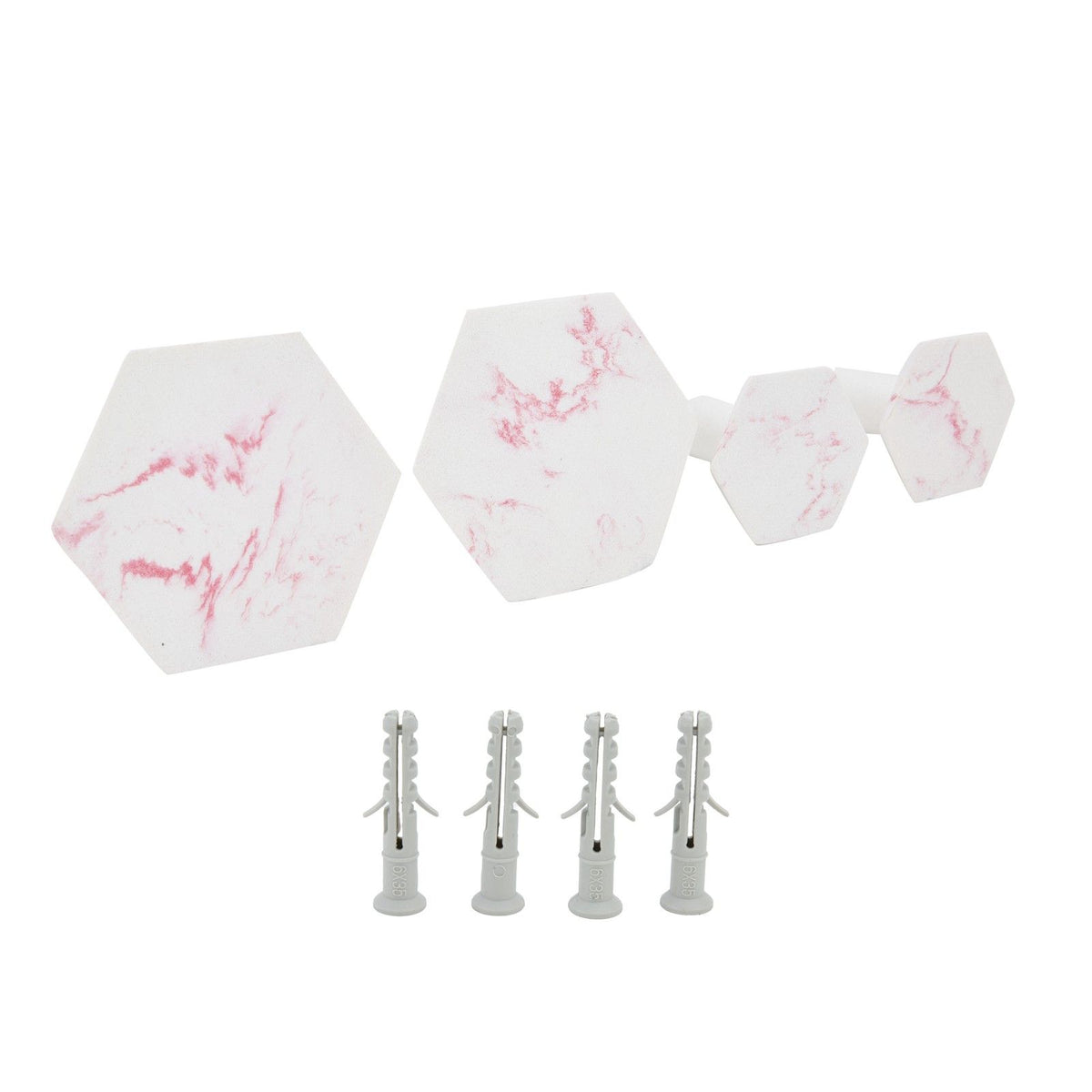 4Pcs Marble Pattern Wall Mounted Hook Hex Shaped Modern Decorative Hook for Bedroom Door Home