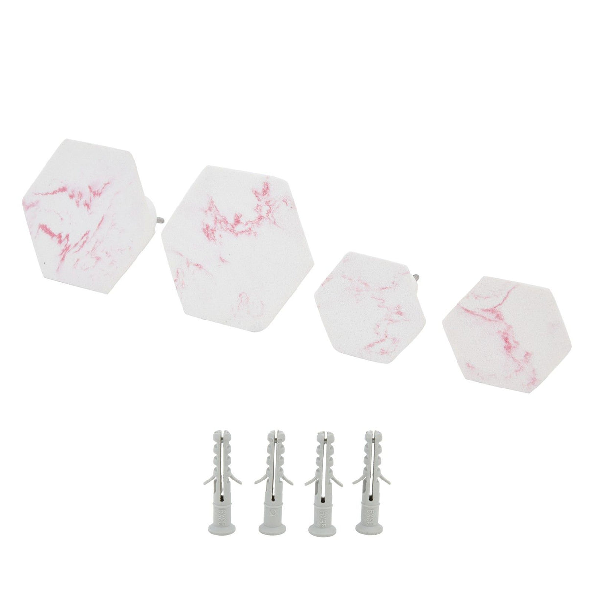 4Pcs Marble Pattern Wall Mounted Hook Hex Shaped Modern Decorative Hook for Bedroom Door Home