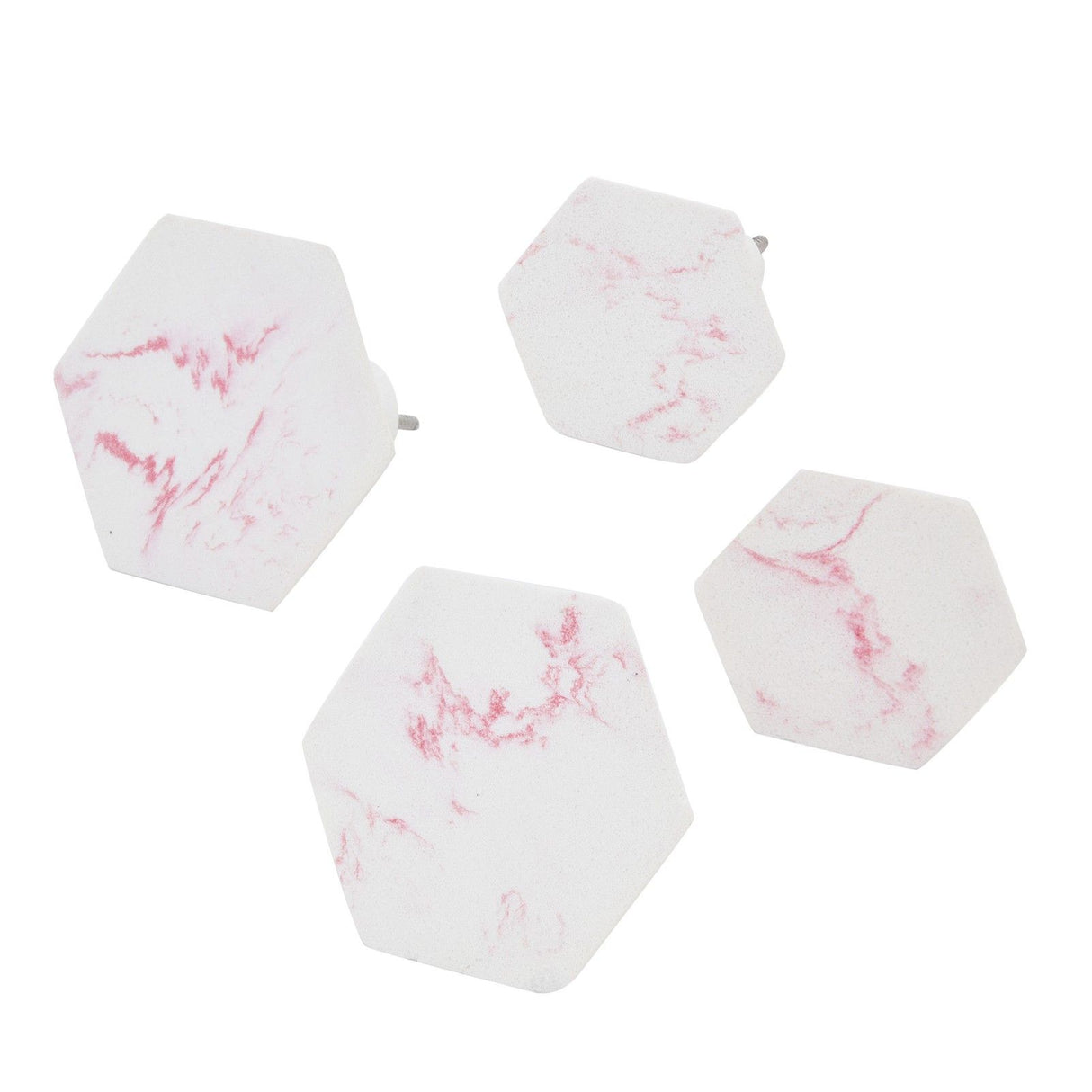 4Pcs Marble Pattern Wall Mounted Hook Hex Shaped Modern Decorative Hook for Bedroom Door Home
