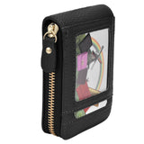Credit Card Bag with Zipper Fashionable Mini Portable Antimagnetic ID Cards Holder Wallet PurseBlack