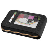 Credit Card Bag with Zipper Fashionable Mini Portable Antimagnetic ID Cards Holder Wallet PurseBlack - Top-Down View