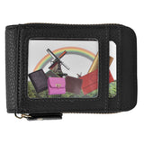 Credit Card Bag with Zipper Fashionable Mini Portable Antimagnetic ID Cards Holder Wallet PurseBlack