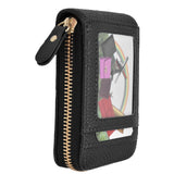 Credit Card Bag with Zipper Fashionable Mini Portable Antimagnetic ID Cards Holder Wallet PurseBlack