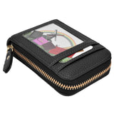 Credit Card Bag with Zipper Fashionable Mini Portable Antimagnetic ID Cards Holder Wallet PurseBlack