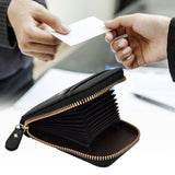 Credit Card Bag with Zipper Fashionable Mini Portable Antimagnetic ID Cards Holder Wallet PurseBlack - Extra Image