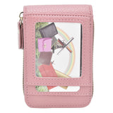 Credit Card Bag with Zipper Fashionable Mini Portable Antimagnetic ID Cards Holder Wallet PursePink - 45-Degree Angle
