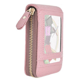 Credit Card Bag with Zipper Fashionable Mini Portable Antimagnetic ID Cards Holder Wallet PursePink