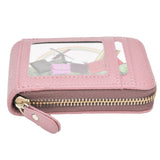 Credit Card Bag with Zipper Fashionable Mini Portable Antimagnetic ID Cards Holder Wallet PursePink