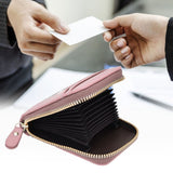 Credit Card Bag with Zipper Fashionable Mini Portable Antimagnetic ID Cards Holder Wallet PursePink - Extra Image
