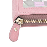 Credit Card Bag with Zipper Fashionable Mini Portable Antimagnetic ID Cards Holder Wallet PursePink