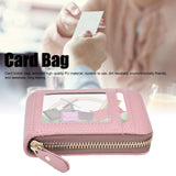 Credit Card Bag with Zipper Fashionable Mini Portable Antimagnetic ID Cards Holder Wallet PursePink