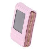 Credit Card Bag with Zipper Fashionable Mini Portable Antimagnetic ID Cards Holder Wallet PurseLight Purple